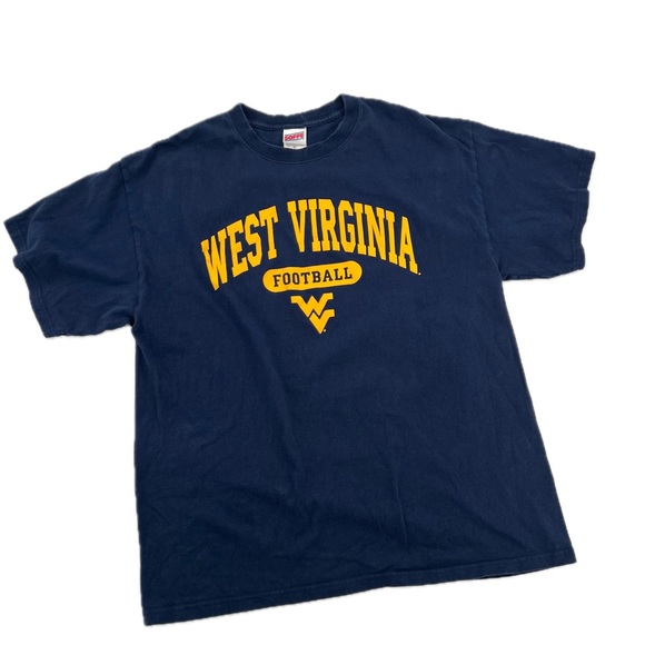 Soffe Adult West Virginia Football Navy Gold T-Shirt 100% Cotton Size XL Unisex - Picture 1 of 14